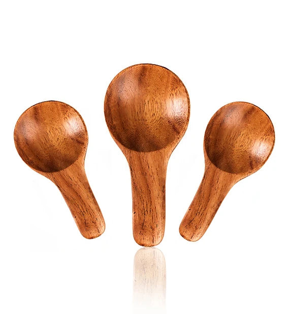 Custom Logo Eco-Friendly Japandi Design Wood Mini Short Handle Milk Powder Measuring Spoon Fancy Salt Sugar Jam Scoop