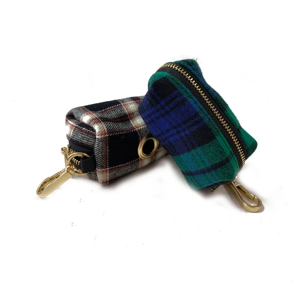 Eco-Friendly Tweed Cotton Fabric Dog Poop Bag Holder with Zipper Closure