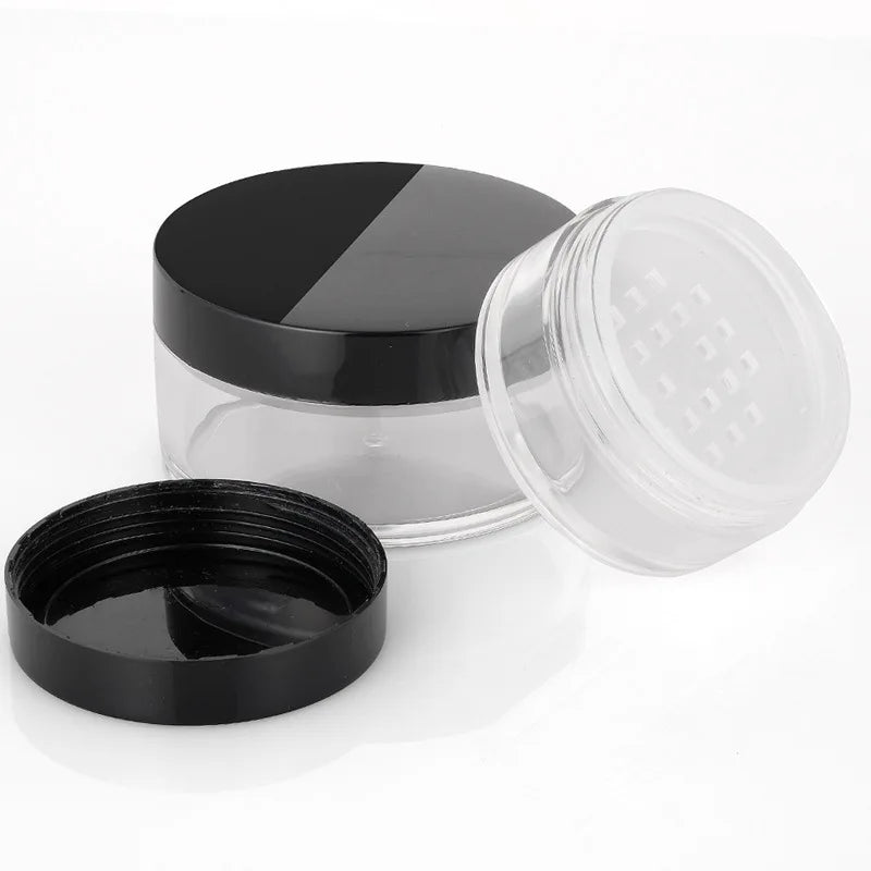FOCSTAR Plastic Empty Powder Puff Case Bottle 20g 25g 50g Face Powder Blusher Makeup Cosmetic Jar Container for Lotion BTL011