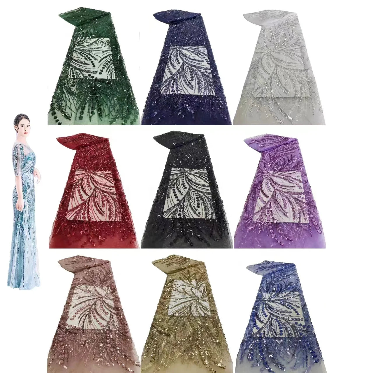 Cheap Price African Cord Luxury Sequin Embroidery Crystal Fabrics for Women Fashion Garment