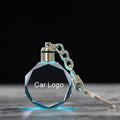 Nice Present Crystal Car Keychain Glass LED Light Logo Key Chain Laser Engraved Custom