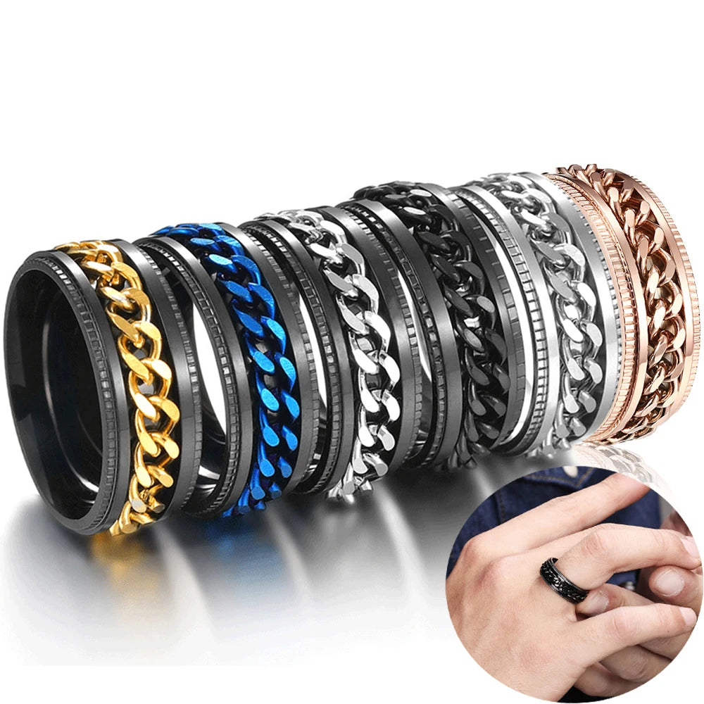 Wholesale Intertwine 8mm Fidget Anxiety Spinner Ring Tungsten for Men Women Black Blue Silver Gold Fidget Anxiety Ring