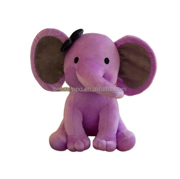 Custom Text Big Ears Elephant Colorful Pink and Gray Elephant Plush Toy Stuffed Animals Plush Pillow Toys for Kids