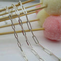 2.5mm 3mm 3.6mm Elongated Rectangle Chain Flat Cable Chain 925 Sterling Silver Paper Clip Chain for Jewelry Making