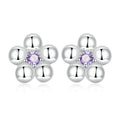 BSR413 925 Sterling Silver Exquisite Mini Flower Ear Studs Earrings for Women Shiny Zircon Earrings Fine Jewelry SCE1424