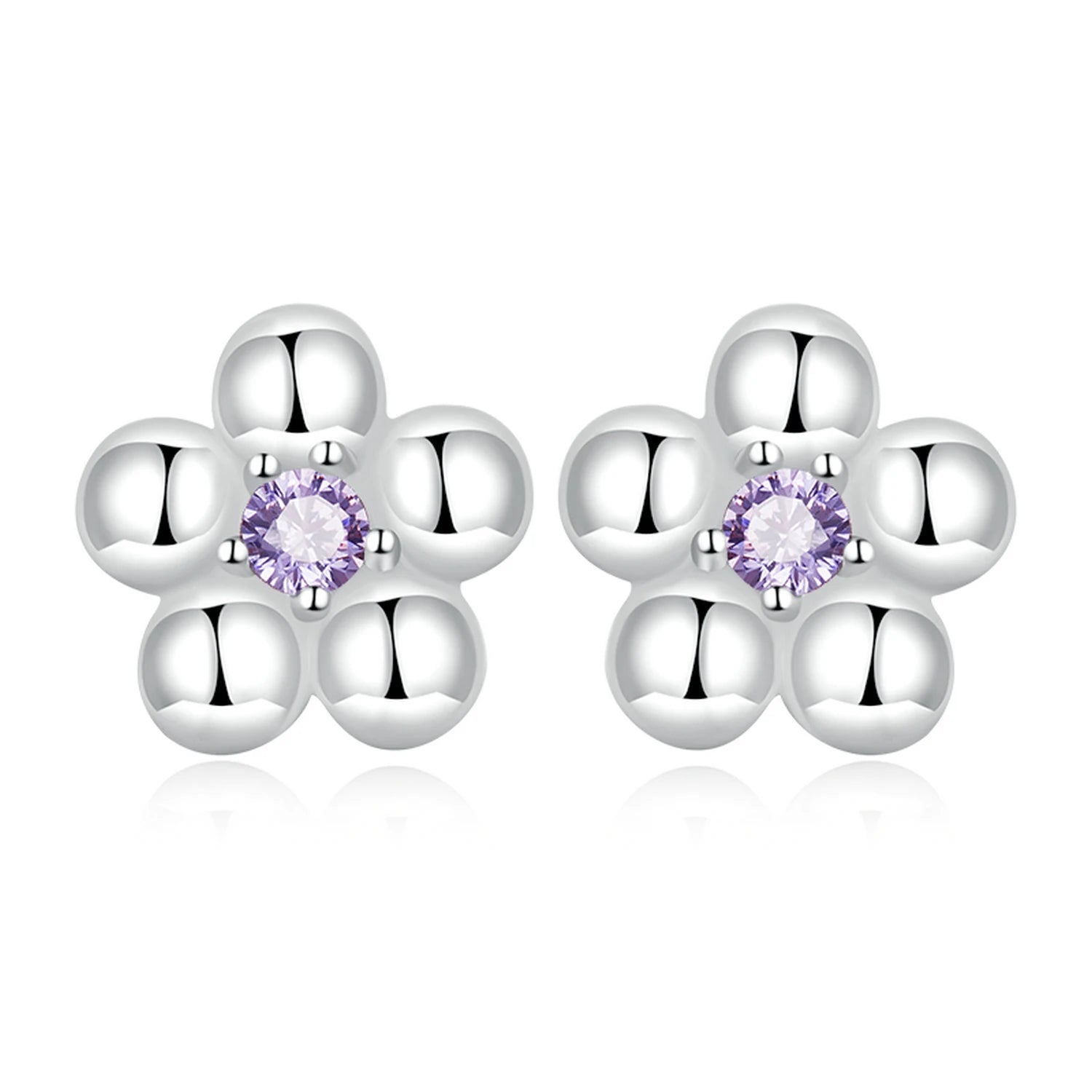 BSR413 925 Sterling Silver Exquisite Mini Flower Ear Studs Earrings for Women Shiny Zircon Earrings Fine Jewelry SCE1424