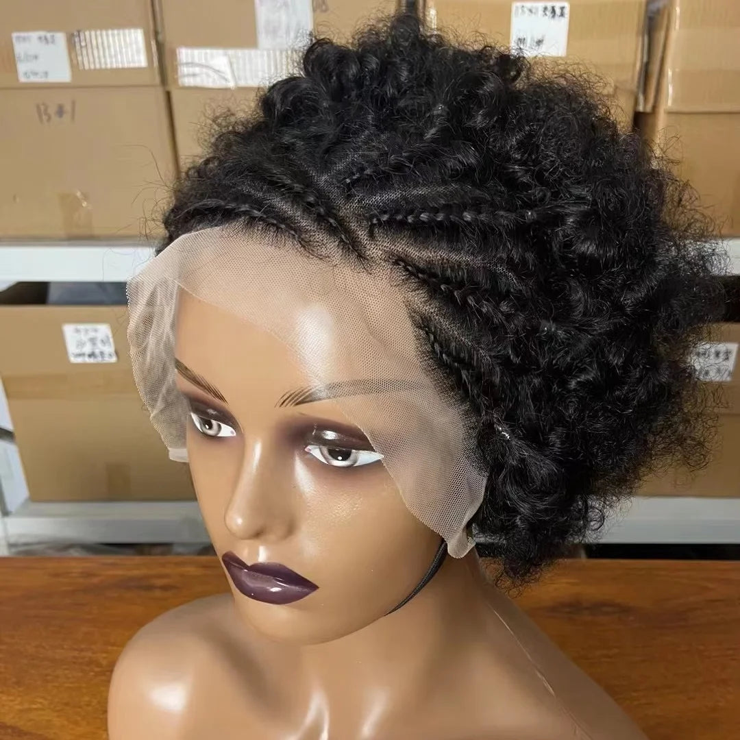 Wholesale Afro Kinky Curly Braided Wigs Brazilian Human Hair 13x4 Lace Frontal Wig Afro Kinky Curly Top Quality Human Hair Wigs