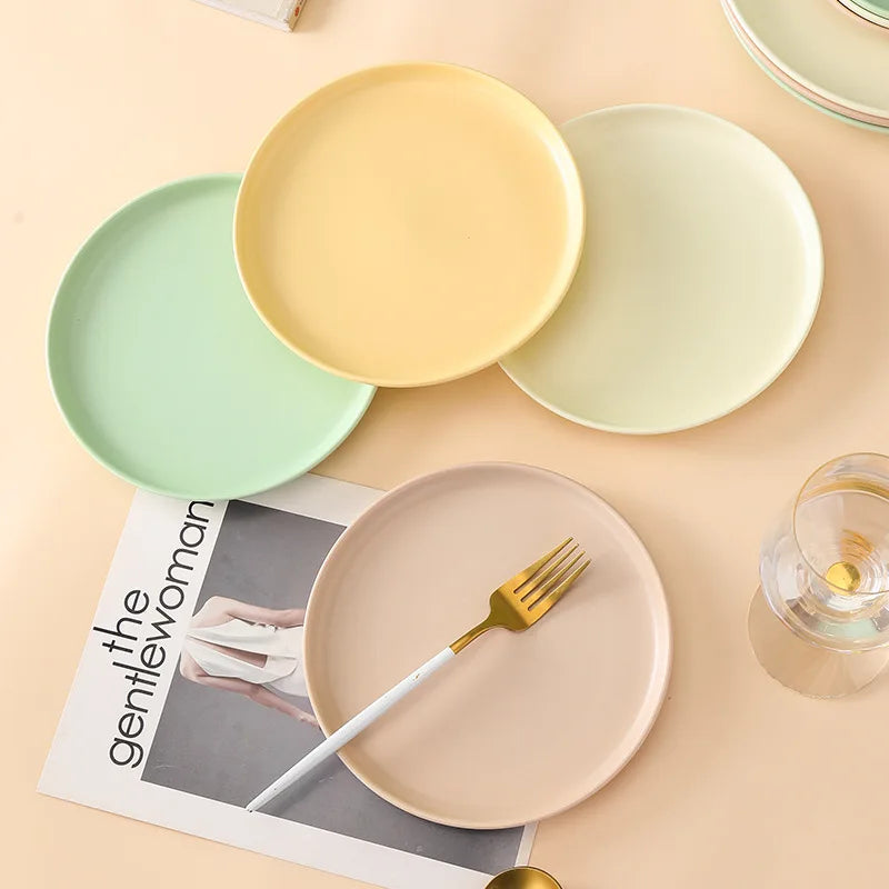 Nordic Ceramic Round Flat Plates for Serving  Plates for Pasta and Snacks Shallow Plates