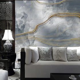 Tv Background Wall Wallpaper Living Room Sofa Bedroom Seamless Wall Cloth Abstract Wavy Line Wall Painting Waterproof
