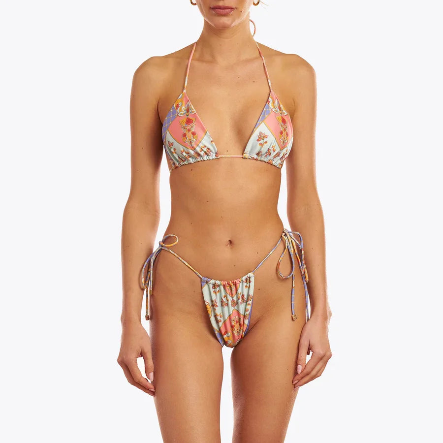 Customized Digital Printed Summer Bandeau Bikini Set Nylon Fabric High Quality Seamless Women's Swimwear