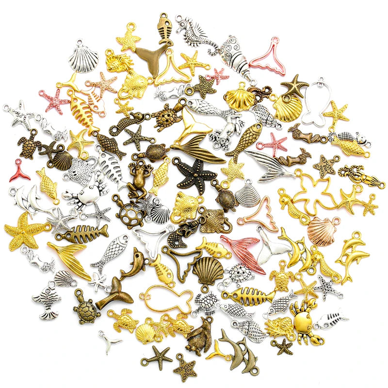 30pcs Mixed Style Multiple Styles Alloy Marine Animals Charms for Earring Necklace Pendant DIY Handmade Jewelry Making U090