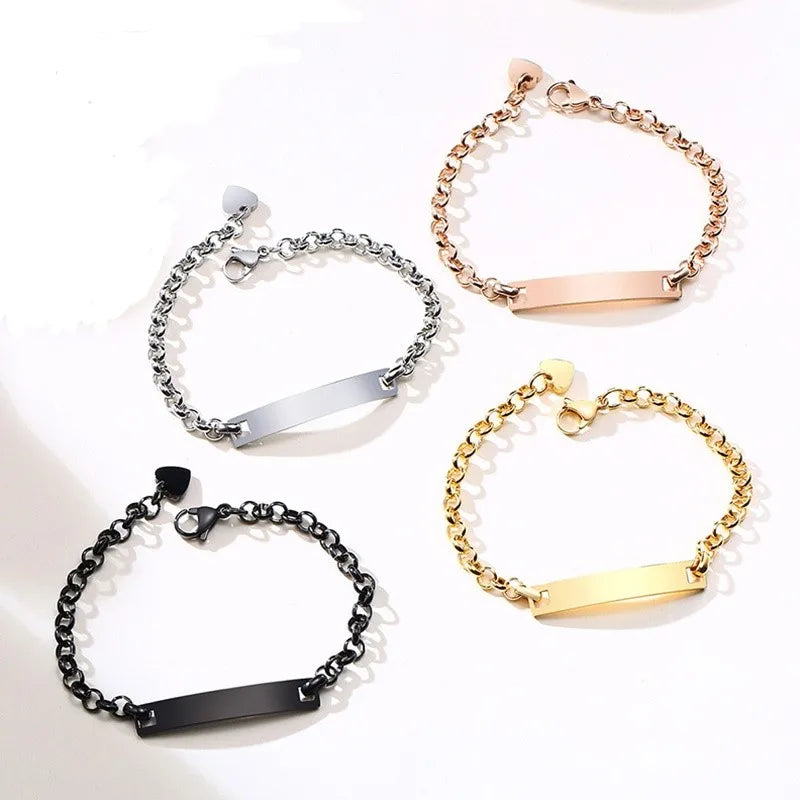 New Simple Personality Design Women and Men's Long Curved Brand Trendy Bracelet Can Be Engraved MegaBDM