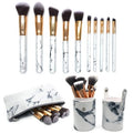 High Quality 10pcs Ink Blue Makeup Brush Set with Luxury Marble Handle Custom Logo Private Label Face Use with Concealer