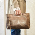 2024 Luxury PU Leather Women's Handbag Stylish Elegant Chain Shoulder Crossbody Bag with Zipper Closure Shiny Tote Clutch Purse