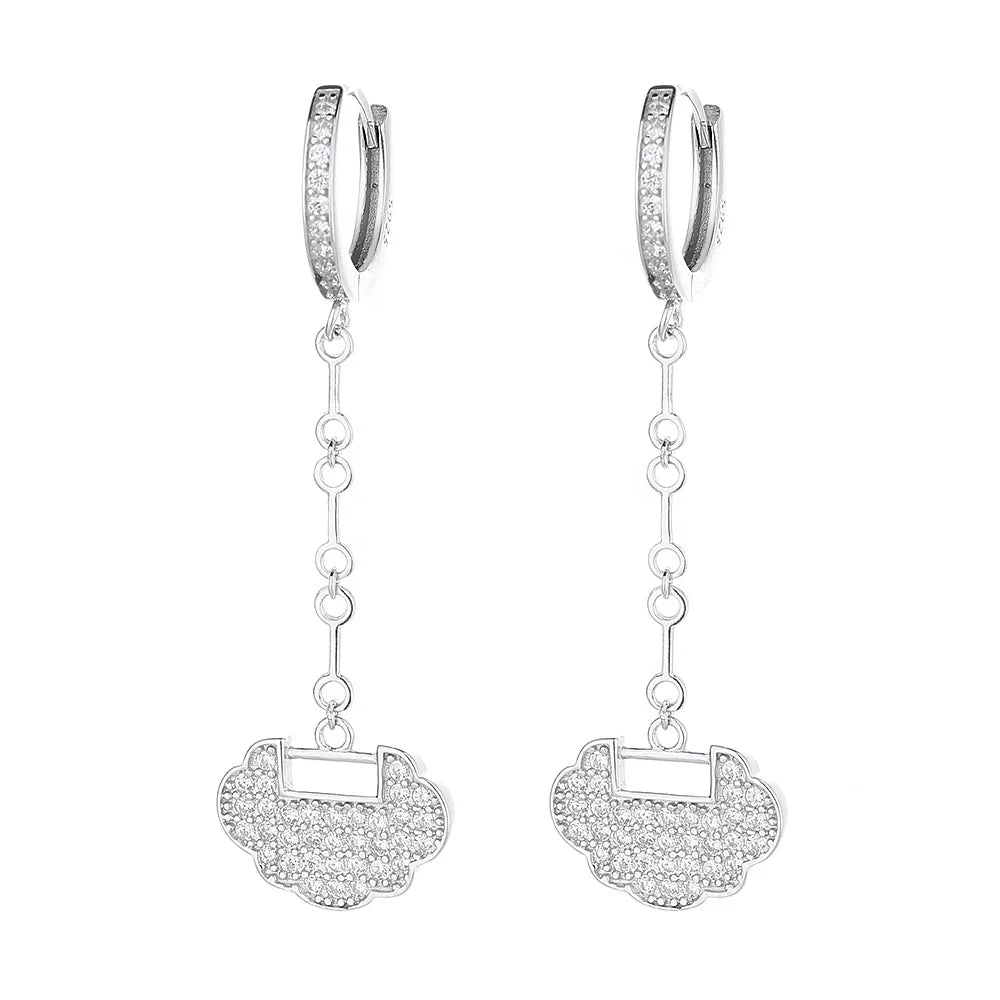 Fashion Cute Cloud 925 Silver Earrings Tassel Drop Earrings Diamond Earrings