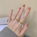 New Simple Round Bead Single Zircon Black Green Diamond Ring Opening Women's Stainless Steel Gold Plated Plain Adjustable Ring