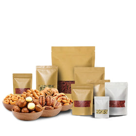 Xisting Size No Printing Kraft Paper Bags With Clear Window for Packing Tea/Cereals