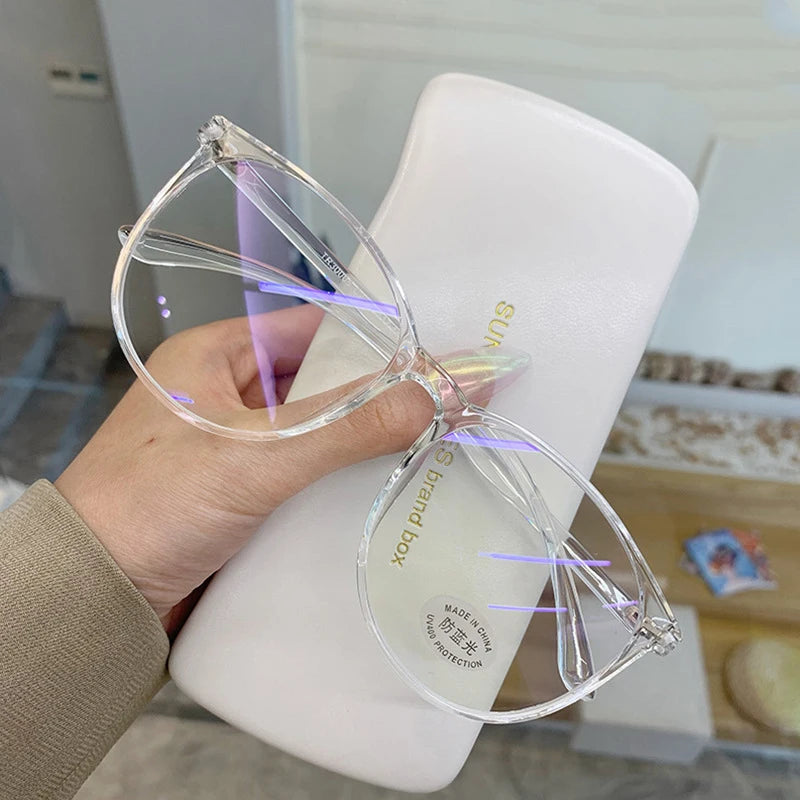 Women TrendyTransparent Computer Anti Blue Light Blue Light Blocking Glasses  Optical Eyeglasses Frame