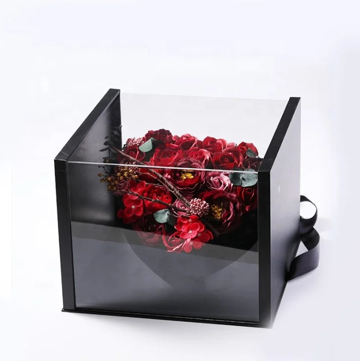 Rose Eternal Flower Gift Box Mother's Day Gift Valentine's Day Gift Creative Heart-shaped Acrylic Flower Box for Girlfriend