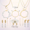 RINNTIN GP Natural Freshwater Pearl Jewelry Sets for Women Trendy Pearl Necklace Earrings Set 14k Gold Plated 925 Silver Baroque
