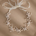 SLBRIDAL Handmade Alloy Crystal Rhinestones Pearls Bridal Hair Vine Headband Wedding Hair Accessories Bridesmaids Women Jewelry