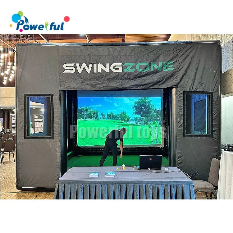 Training Air Tight Golf Driving Net Inflatable Golf Simulator Tent Enclosure with Impact Screen