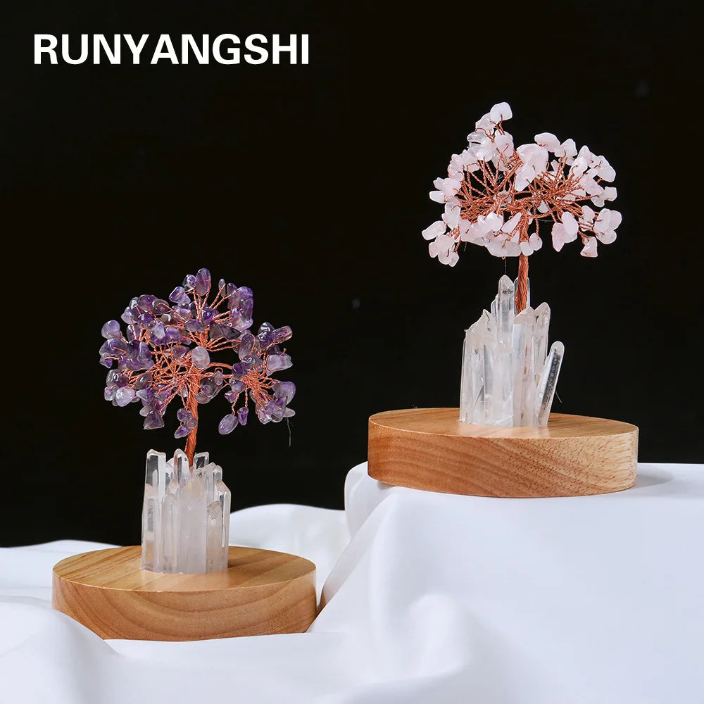 Wholesale Crystals Healing Stones Hand Made Lucky Crystal Tree Crystal Lamp