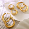 SP Wholesale Geometric Hoop Earrings Jewelry 18K Gold Plated Stainless Steel Exaggerated Big Hoop Earrings for Women