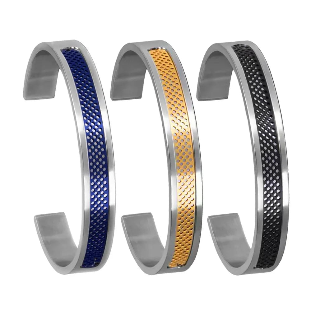 New Punk Jewelry Geometry Chain Link Bangles Stainless Steel Black Color Bracelet for Women Men Fashion Bijoux Accessories