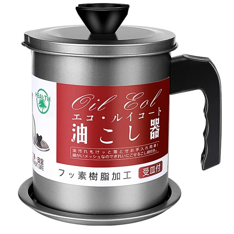 Kitchen Frying Oil Separator Filter Pot Can Used Cooking Oil Strainer Container Bacon Grease Container with Fine Mesh Strainer