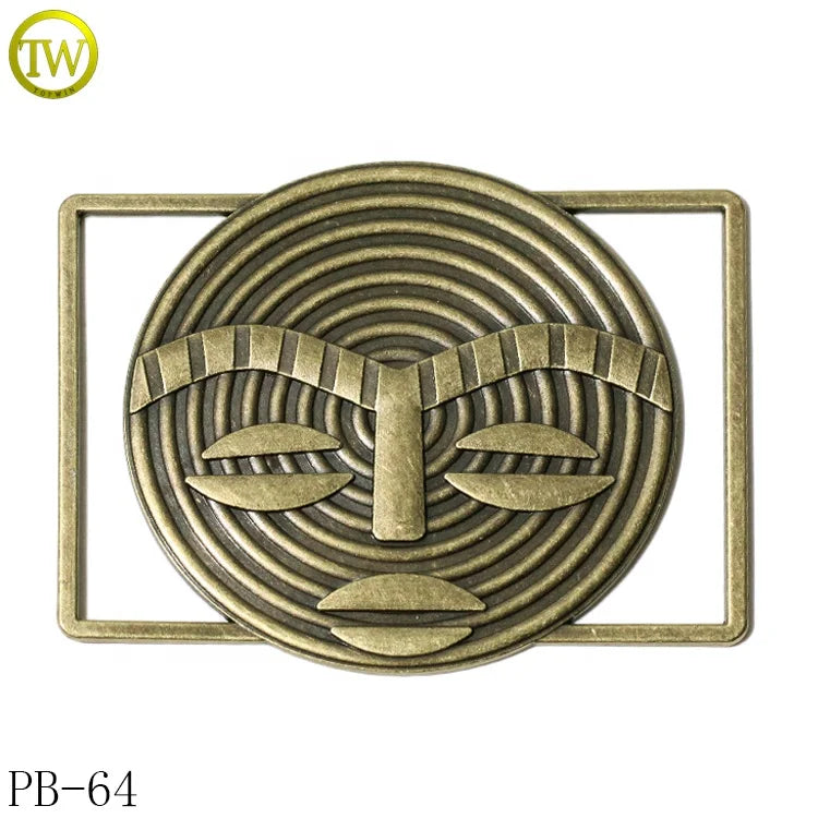 Belt Manufacturer Made Brass Western Buckle Custom Horse Logo Waist Hardware Adjustable Metal Embossed Plate for Leather Belt