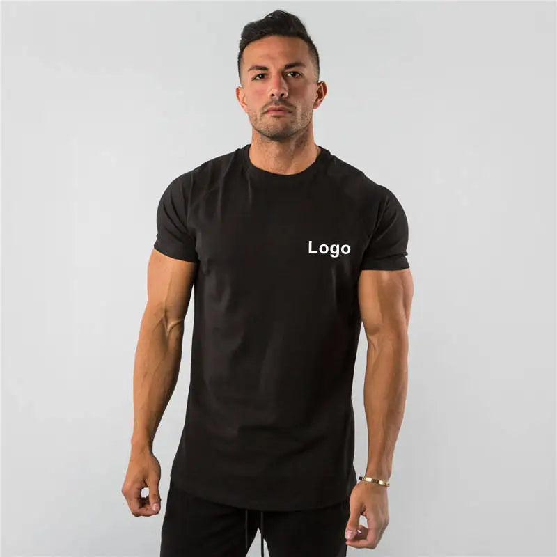 New Arrival Customized Gym Graphic Casual Summer Breathable Workout Spandex Solid Color Cotton Short Sleeve T Shirts for Men