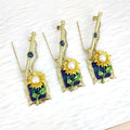 Wholesale Price Gemstones Jewelry Gold Plated Sunflower Brooches Pins with Genuine White Pearl for Party Anniversary Gifts