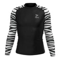 Zebra Stripe Rash Guard for Men - High-Performance Compression Shirt for Surfing MMA BJJ and Gym Workouts