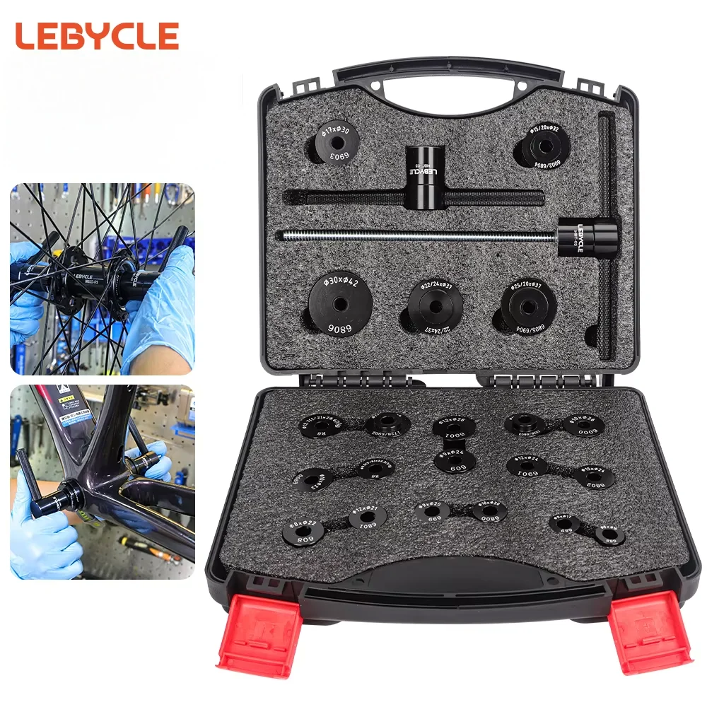 LEBYCLE Aluminum Alloy Bicycle Bearing Press Set for Wheel Hub Freehub Bottom Bracket Bearing Bike Bearing Assembly Tool
