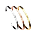 Beimai OEM Bangle Engraved C-shaped Opening 18k Gold Plated Stainless Steel Couple Bangle