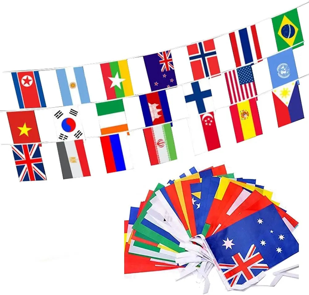 Custom World Flag 14x21cm String Flag Digital Printing Nylon Polyester Material Automotive End User Customized Argentina France