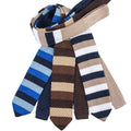 Three-Toned Wide Stripe Men's Necktie Polyester Knit Arrow End Knitted Tie