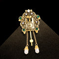 Vintage Design Clock Brooch Retro Court Carved Fringe Brooches Long Pendant Pin Woman Men Classic Exquisite Gifts