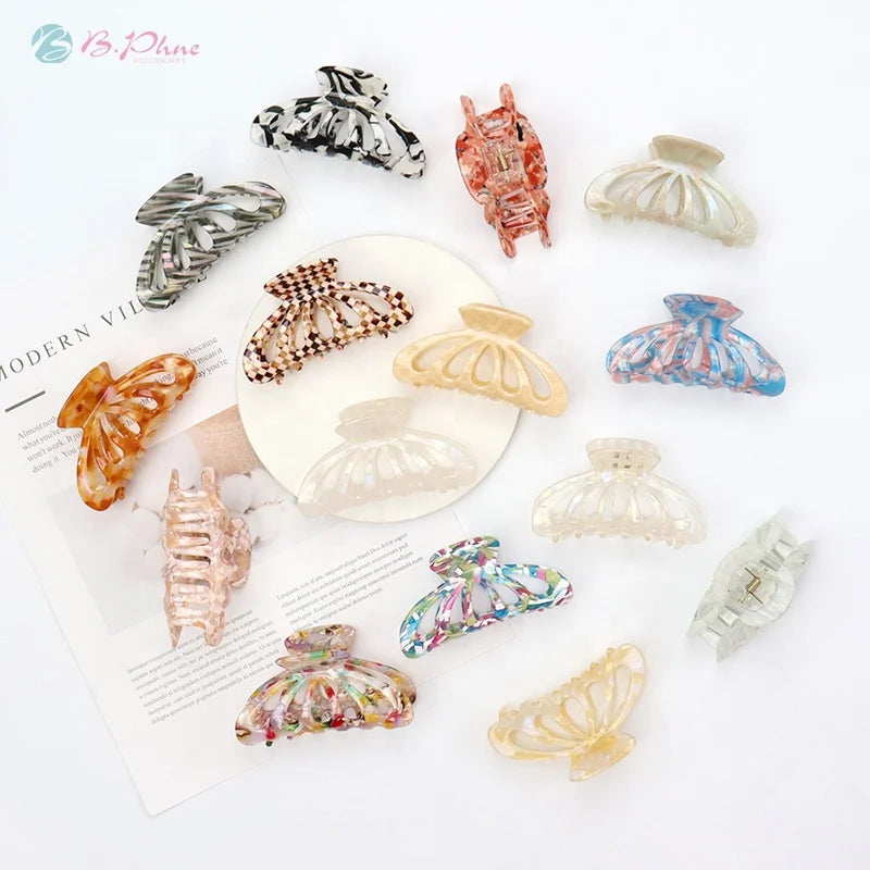 Hot Sale Women Cellulose Acetate Hair Claw Middle Size Colorful Hair Claw Clips