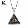 KALEN Stainless Steel Triangle Horus Eye Pendant for Men