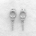 Sterling Silver 6*8mm Semi Mount Stud Eardrops Empty Frame Support Blank Setting S925 Base Without Center Stone DIY for Inlay