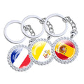 Moldova Ireland Slovakia Serbia Croatia Vatican UK France Germany Italy Spain Flag Keychain Crystal Car Key Ring Souvenir