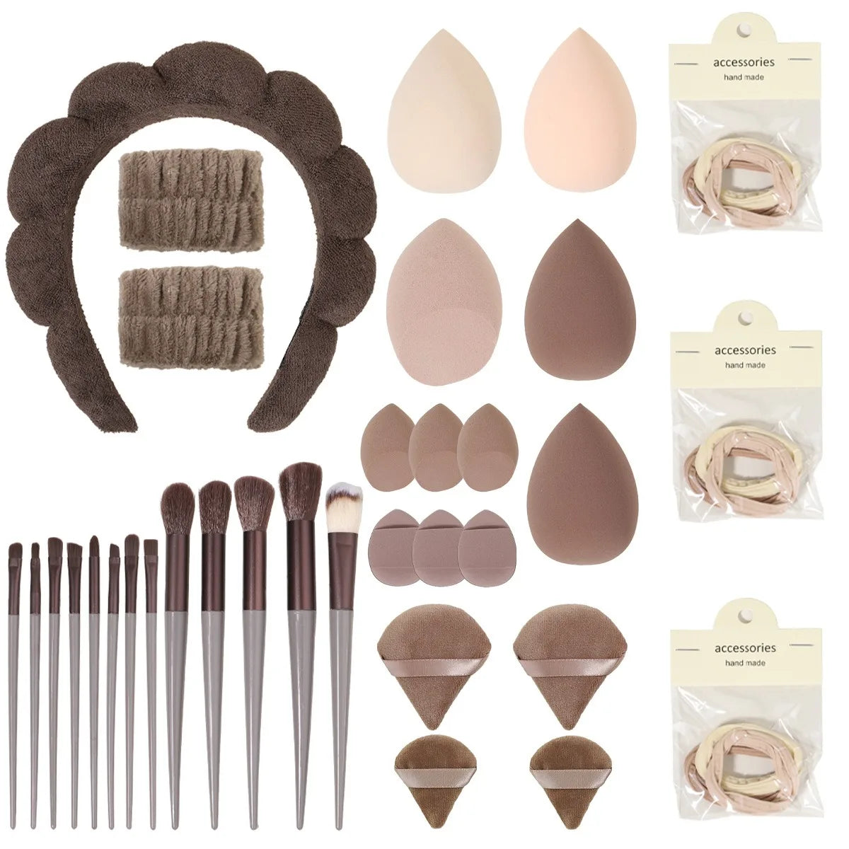 Wholesale 40pcs Headband Set Makeup Brush Beauty Egg Bath Headband Europe And America Spa Headband And Wristband Set