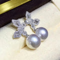 CAOSHI Exquisite Butterfly Design Cubic Zirconia Pearl Dangle Earrings for Silver Plated Wedding Pendant Earrings Jewelry Women