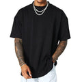 Men'S Tshirt Boxy Fit 100% Cotton Heavyweight Rib CrewNeck Drop Shoulder Oversized Streetwear T-Shirts for Men