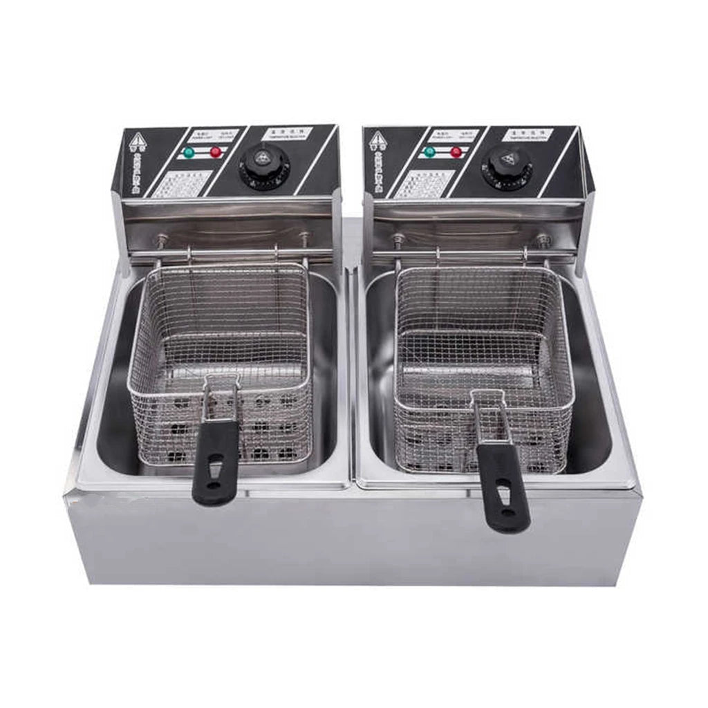Commercial Fry with 6L Double Tank Electric Deep Fryer Chips Machine