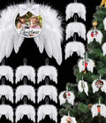 Sublimation Blanks Printable Round/Heart Christmas Ornaments With Feather Angel Wing for Xmas Tree Decoration