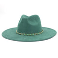 Metal Gold Chain Decoration Blank Suede Fedora Wide Brim Fedora Hats Women Wholesale 2022 2023 New