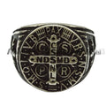 Customized European American English Letters Vintage Signet Ring Greek Cross Men's Cluster Rings Blackened Personalized Ring